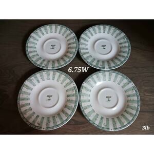 Pfaltzgraff Naturewood Saucer Plates Set of 4 Green Cream Welcome Sign 6.75"